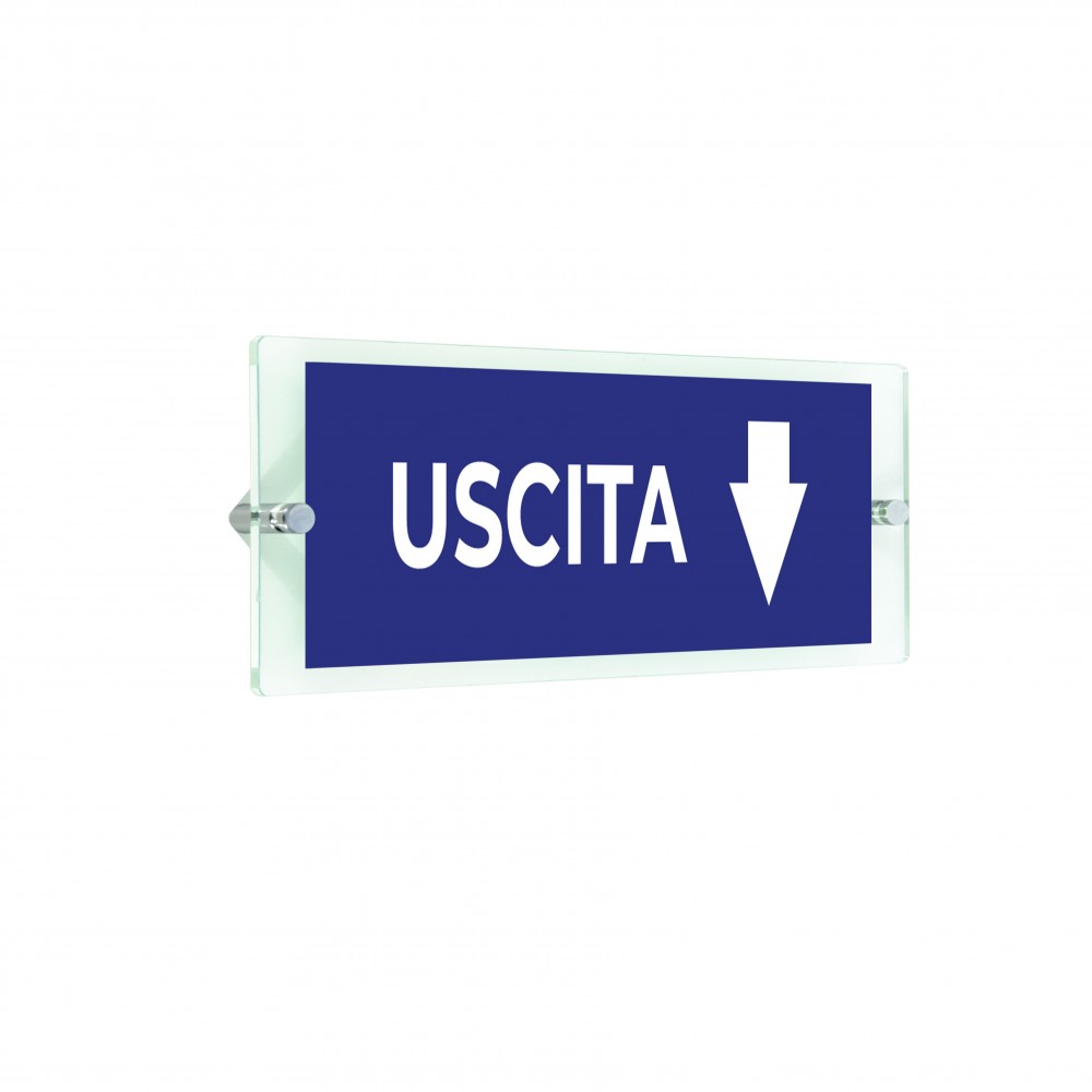 Uscita freccia basso v1 in plexiglass trasparenti da parete