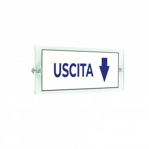 Uscita freccia basso v3 in plexiglass trasparenti da parete