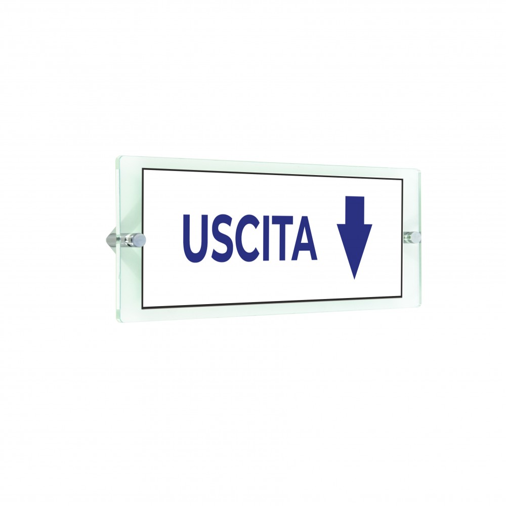 Uscita freccia basso v3 in plexiglass trasparenti da parete