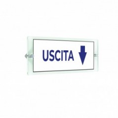 Uscita freccia basso v3 in plexiglass trasparenti da parete