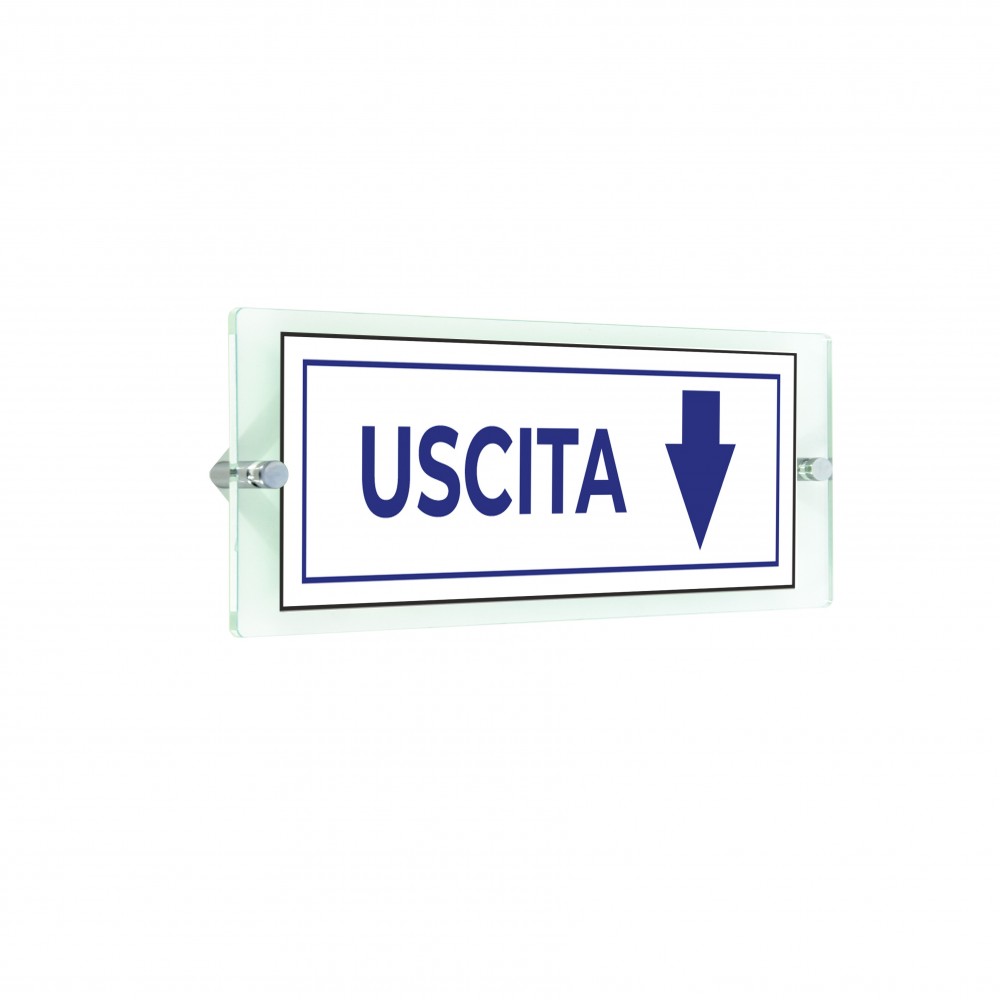 Uscita freccia basso v4 in plexiglass trasparenti da parete