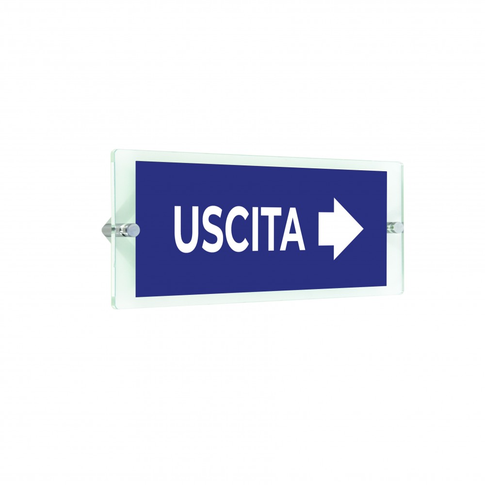 Uscita freccia destra v1 in plexiglass trasparenti da parete