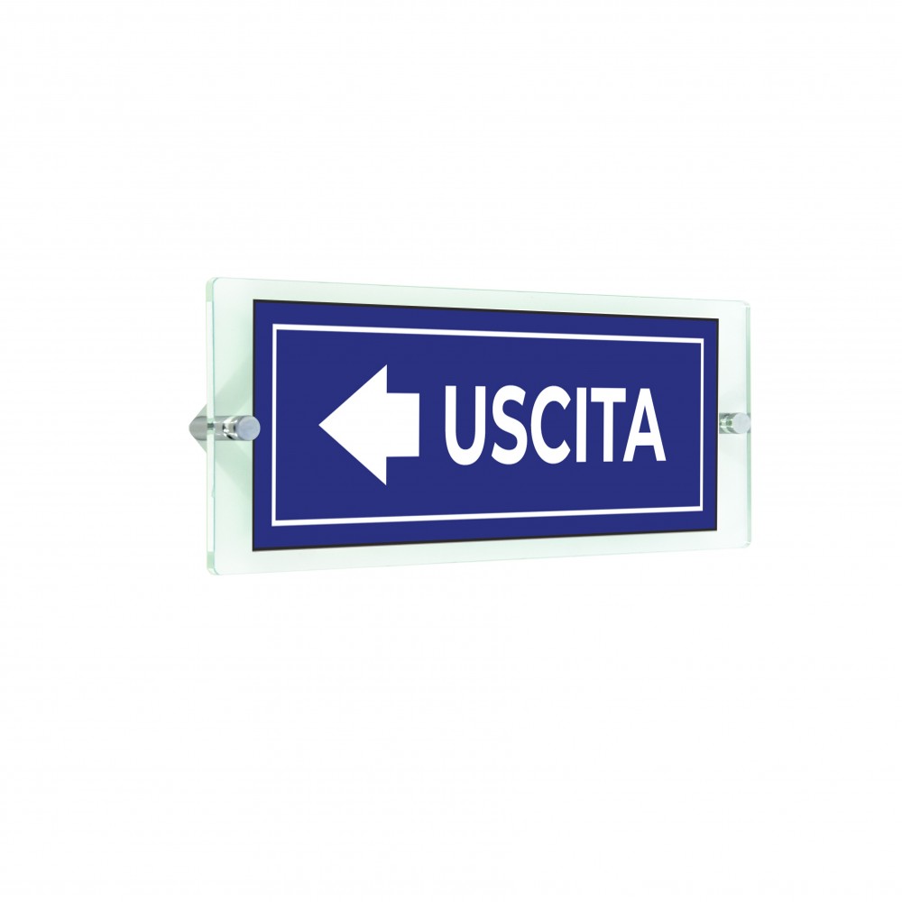 Uscita freccia sinistra v2 in plexiglass trasparenti da parete