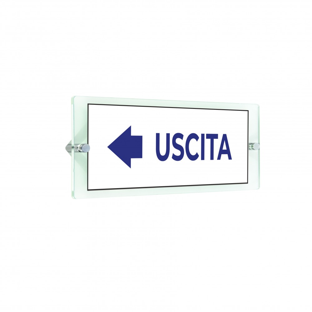 Uscita freccia sinistra v3 in plexiglass trasparenti da parete