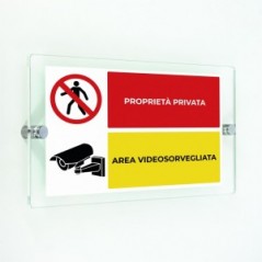 Proprietà privata area videosorvegliata v1 in plexiglass trasparenti da parete
