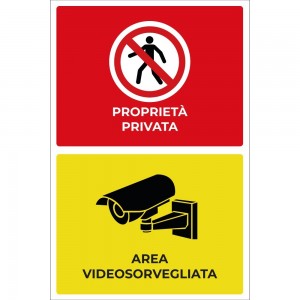 Proprietà privata area videosorvegliata v2 in plexiglass trasparenti da parete
