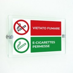 Vietato fumare sigarette elettroniche permesse v1 in plexiglass trasparenti da parete