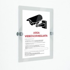 Area videosorvegliata v3 in plexiglass trasparenti da parete