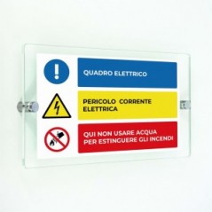 Quadro elettrico pericolo v1 in plexiglass trasparenti da parete