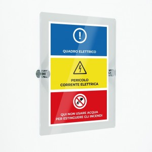 Quadro elettrico pericolo v2 in plexiglass trasparenti da parete