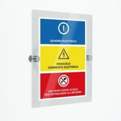 Quadro elettrico pericolo v2 in plexiglass trasparenti da parete